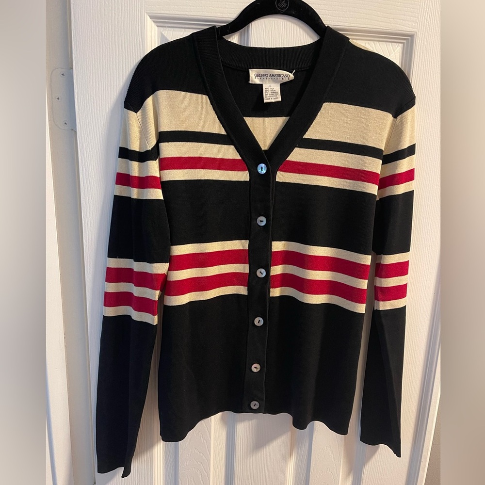 Gruppo Americano Striped Silk blend Cardigan in large